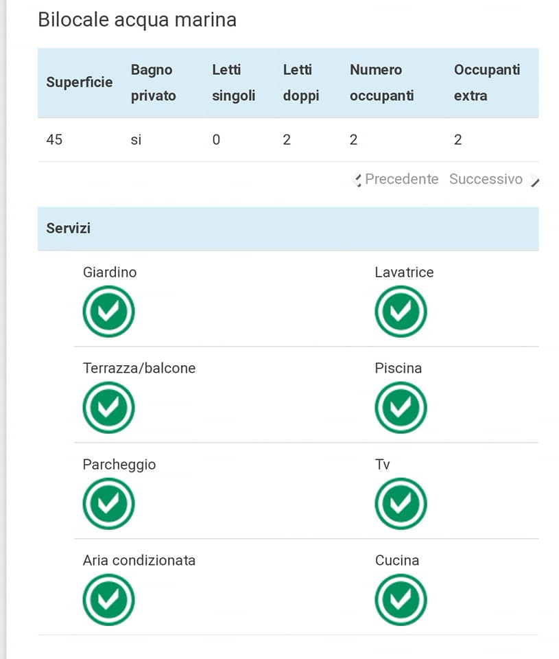 servizi bilocale acqua marina